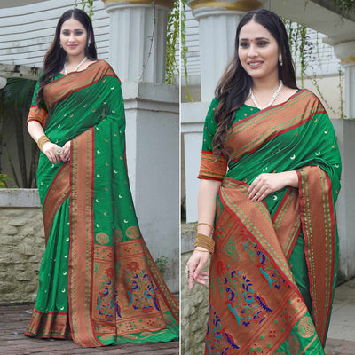green-woven-paithani-art-silk-saree-4