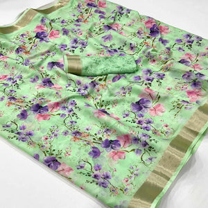 green-floral-digital-printed-moss-georgette-saree-with-zari-border