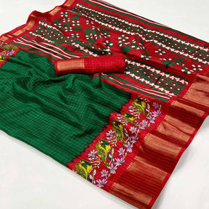 green-zari-woven-with-printed-dola-silk-saree