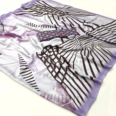 Light Lavender Digital Printed Georgette Saree