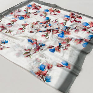 White Floral Digital Printed Georgette Saree