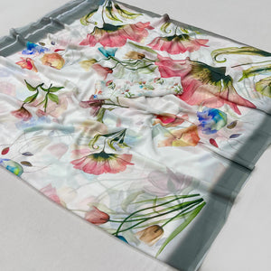 White Floral Digital Printed Georgette Saree