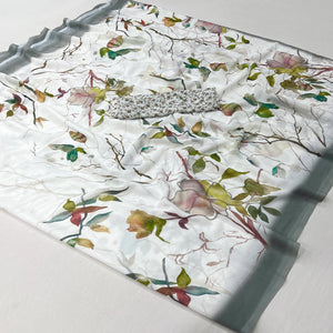 White Floral Digital Printed Georgette Saree