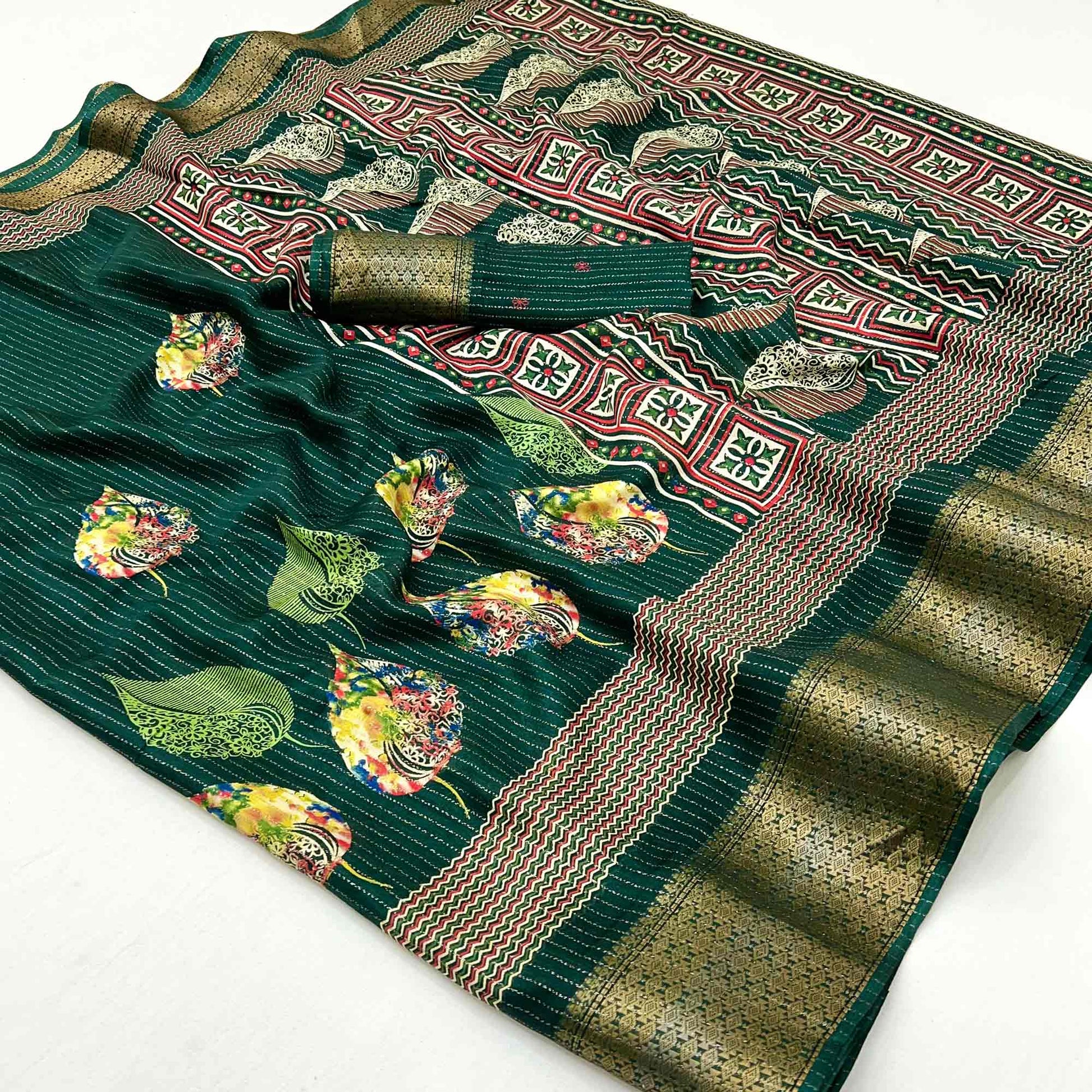 green-floral-printed-dola-silk-saree-with-jacquard-border-1