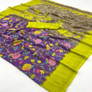 Light Purple Floral Printed Georgette Saree