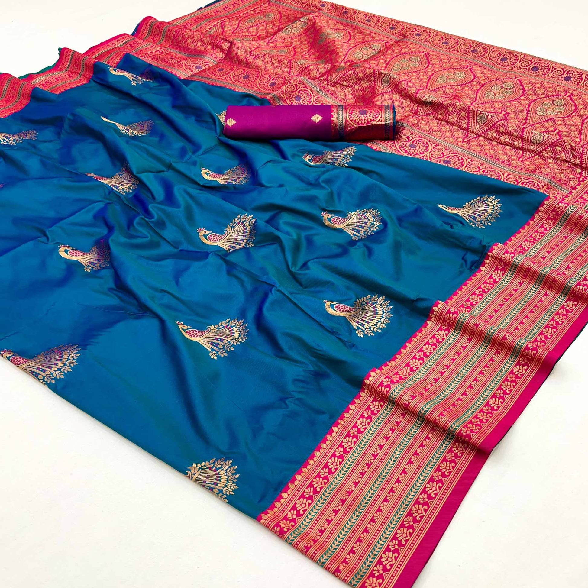 Blue Woven Pure Silk Saree