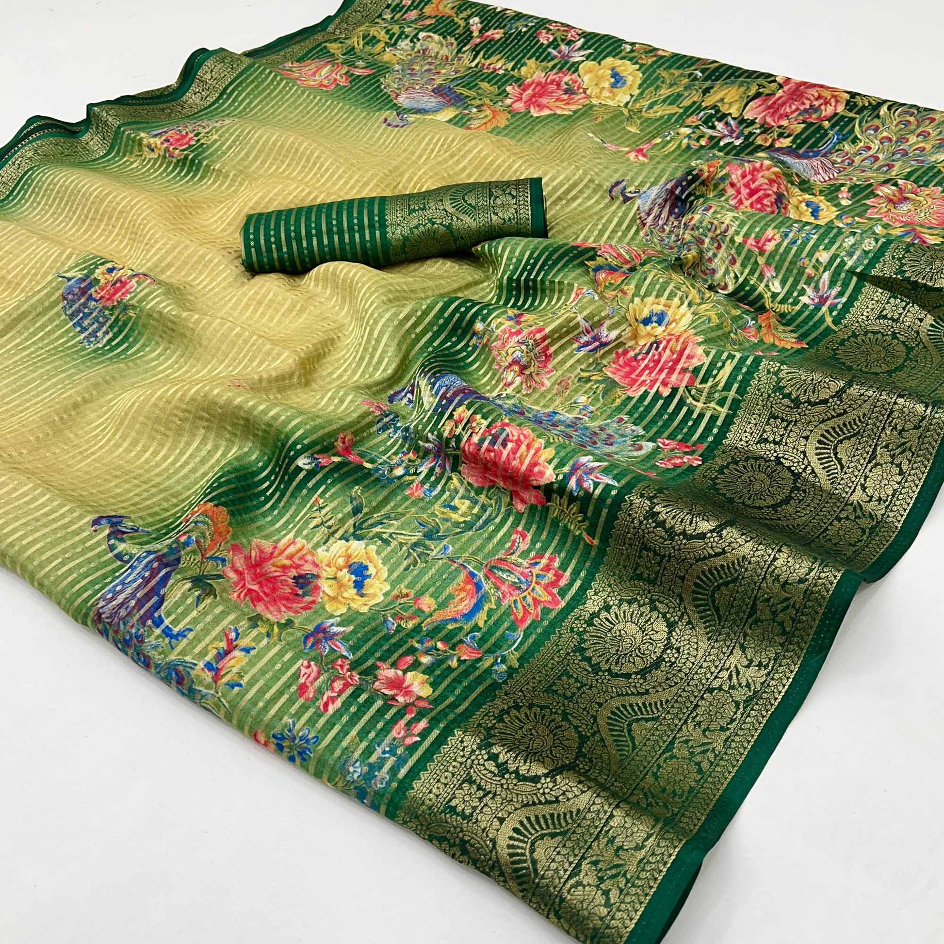 green-yellow-floral-woven-with-printed-georgette-saree-31