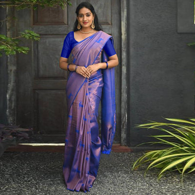 Blue Woven Banarasi Silk Saree