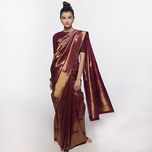 Maroon Woven Banarasi Silk Saree