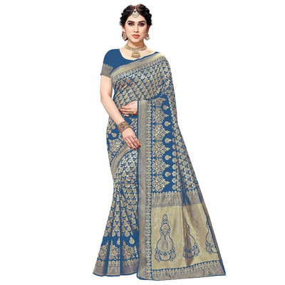 Blue Woven Art Silk Saree