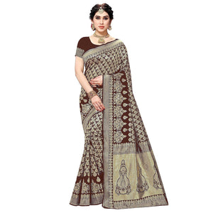 Brown Woven Art Silk Saree