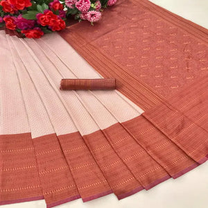 Chikoo Woven Banarasi Silk Saree