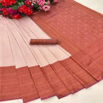 Chikoo Woven Banarasi Silk Saree
