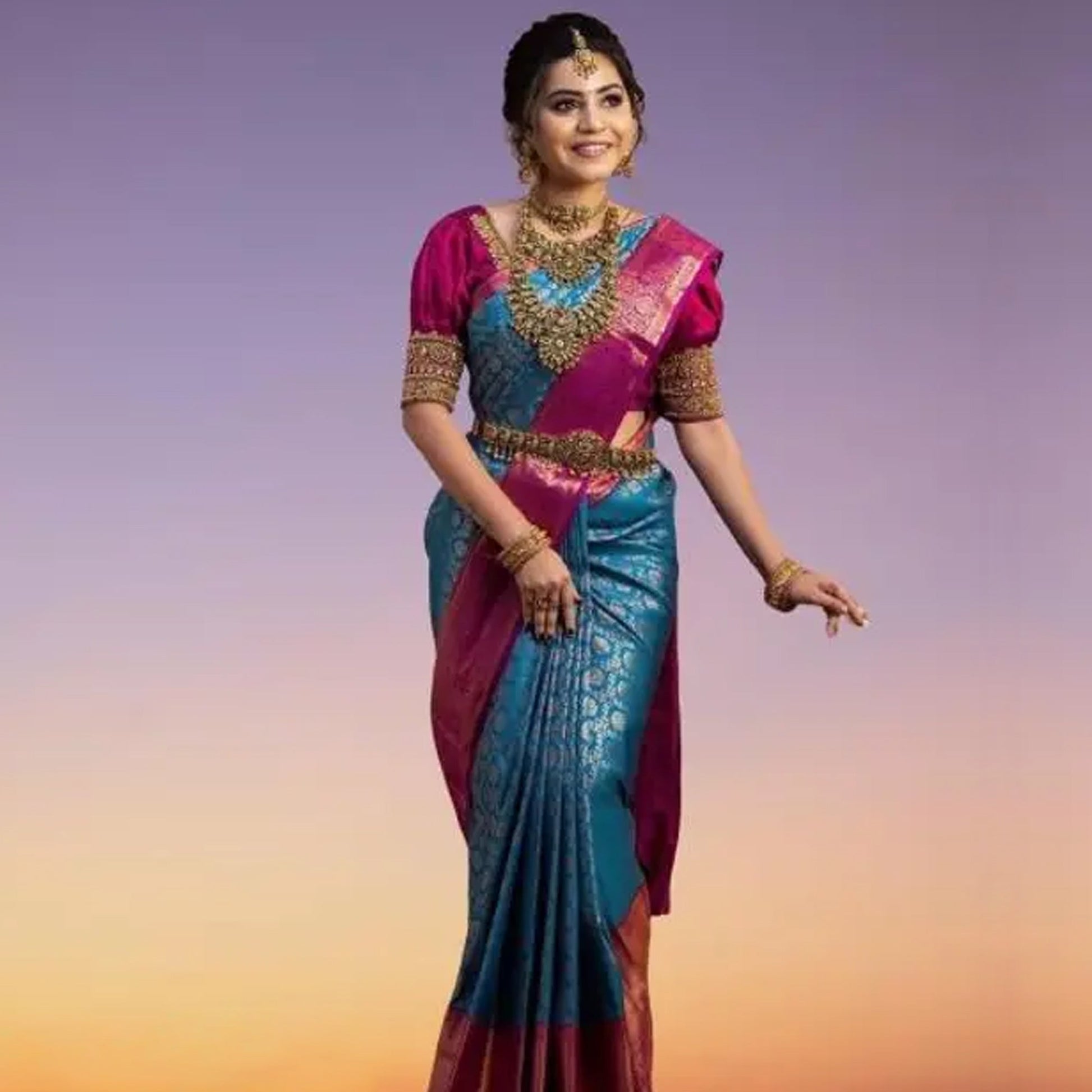 Blue Woven Banarasi Silk Saree