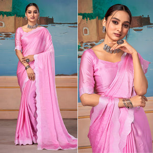 Light Pink Swarovski Work Satin Saree