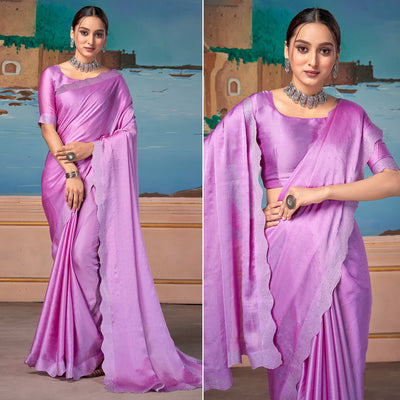 Mauve Swarovski Work Satin Saree