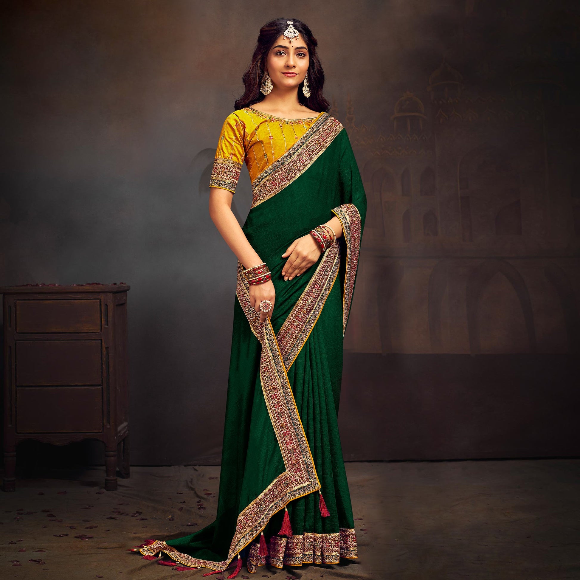 green-solid-with-embroidered-border-vichitra-silk-saree-1