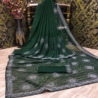 green-floral-swarovski-work-georgette-saree
