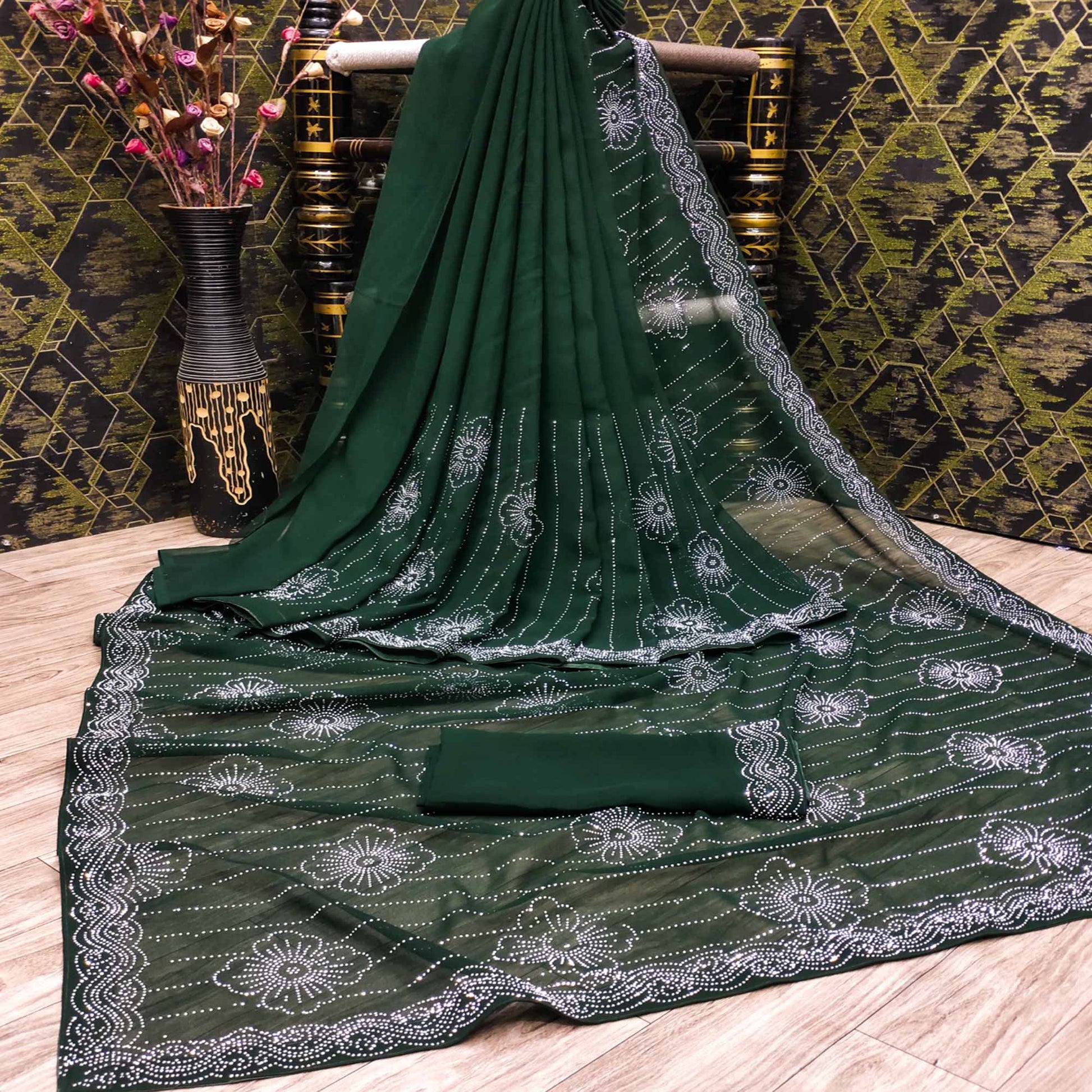 green-floral-swarovski-work-georgette-saree