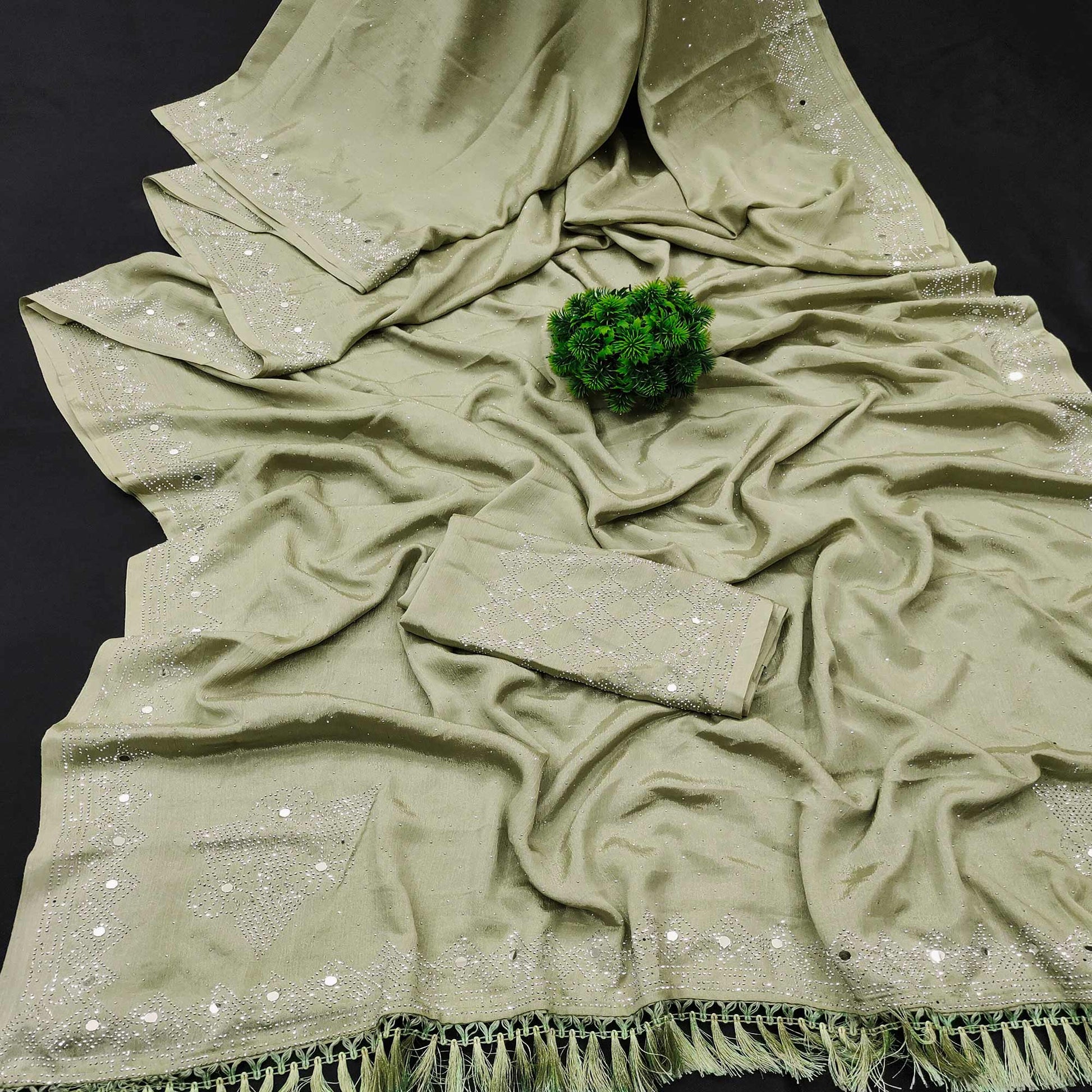 green-mirror-with-swarovski-work-chinon-saree-with-tassels