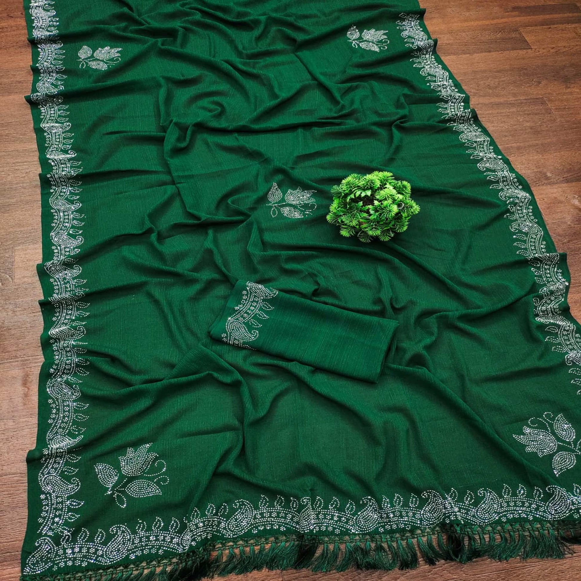 green-floral-swarovski-work-georegette-saree-with-tassels