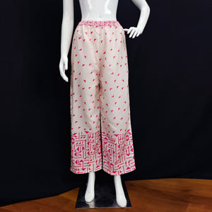 Classy White Colored Casual Printed Crepe Palazzo