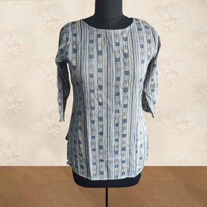 Grey Printed Rayon Top