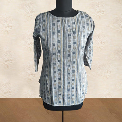 Grey Printed Rayon Top