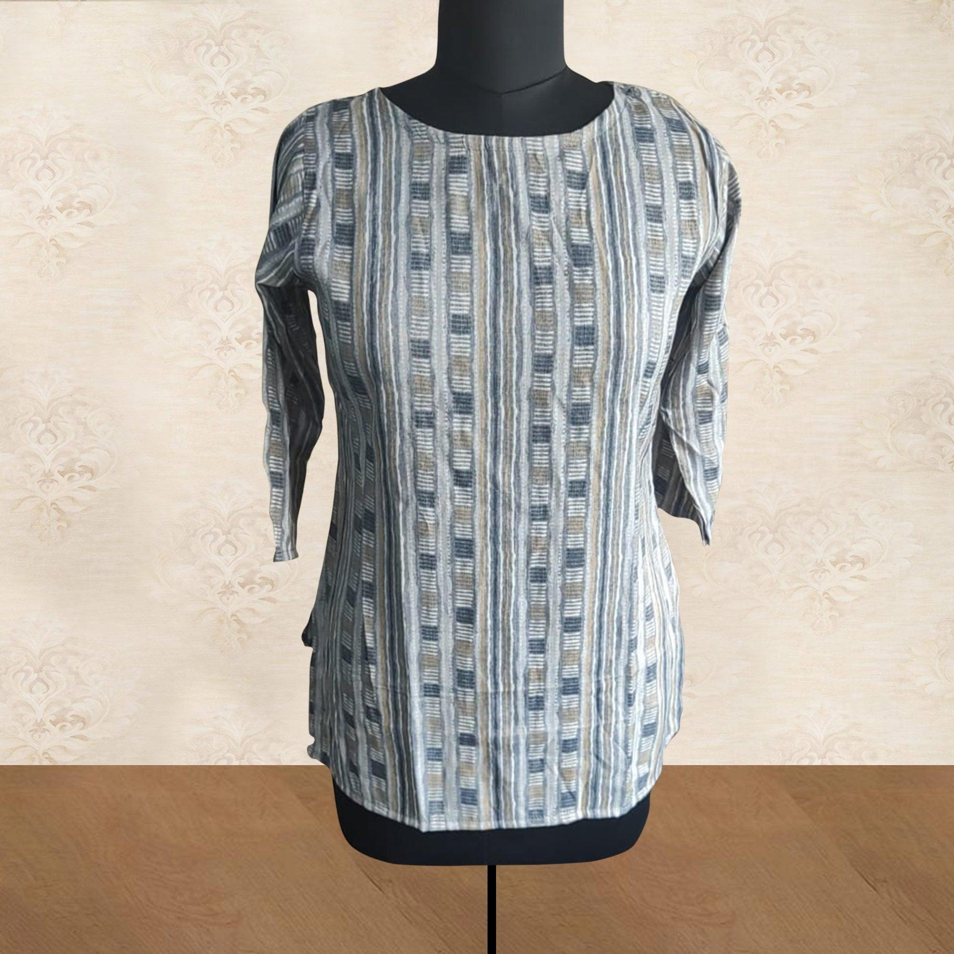 Grey Printed Rayon Top