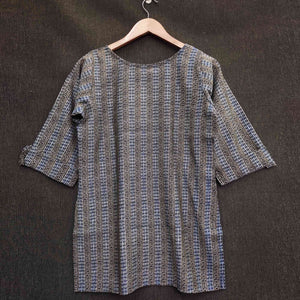 Blue Striped Printed Chanderi Top