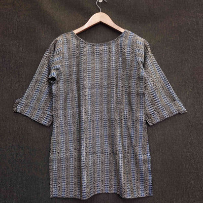 Blue Striped Printed Chanderi Top