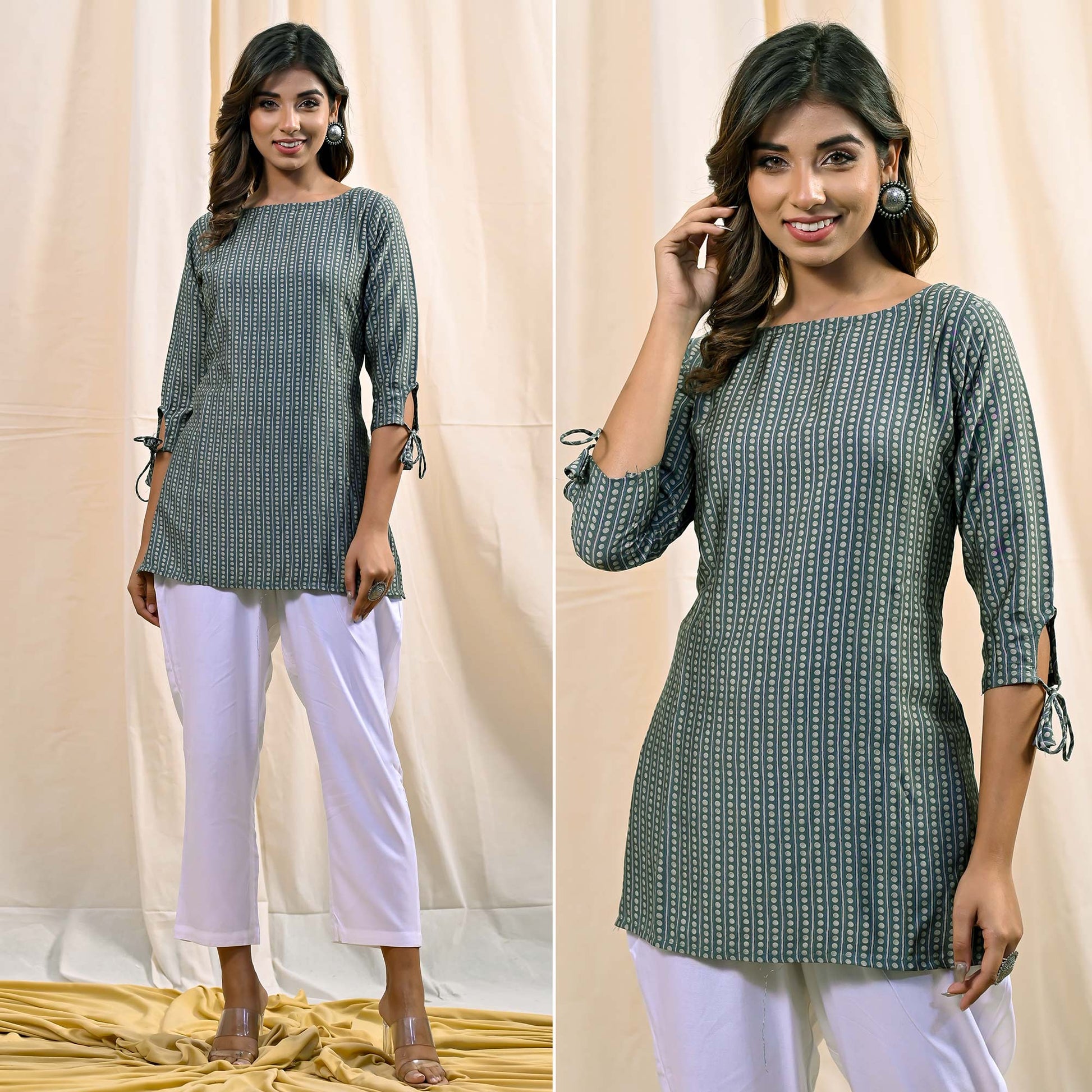 Light Green Printed Chanderi Top
