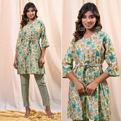 green-floral-foil-printed-chanderi-top-bottom-set-with-belt