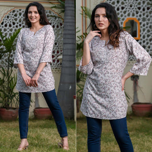 Mauve Floral Printed Rayon Top