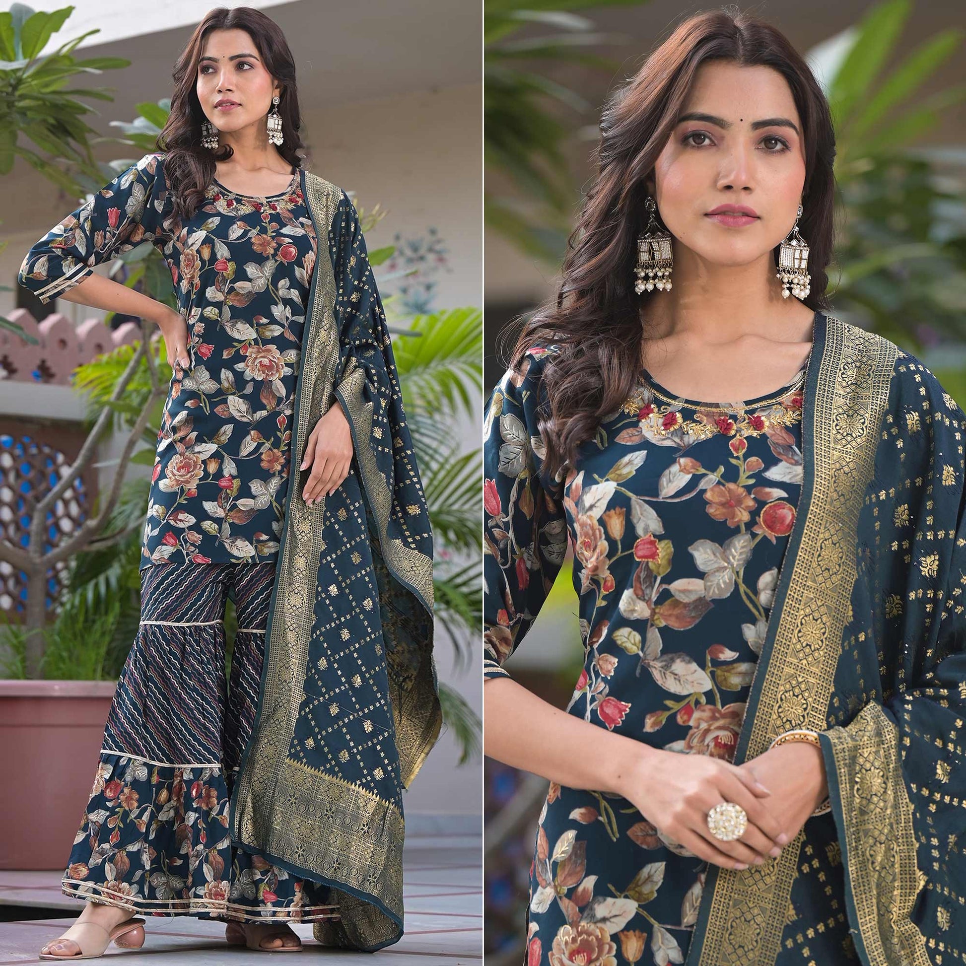 green-floral-foil-printed-rayon-sharara-suit-with-handcrafted
