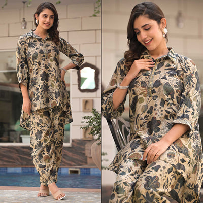 green-floral-foil-print-beads-embroidered-chanderi-silk-co-ord-set