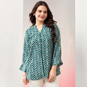 Morpich Printed Chanderi Silk Straight Top
