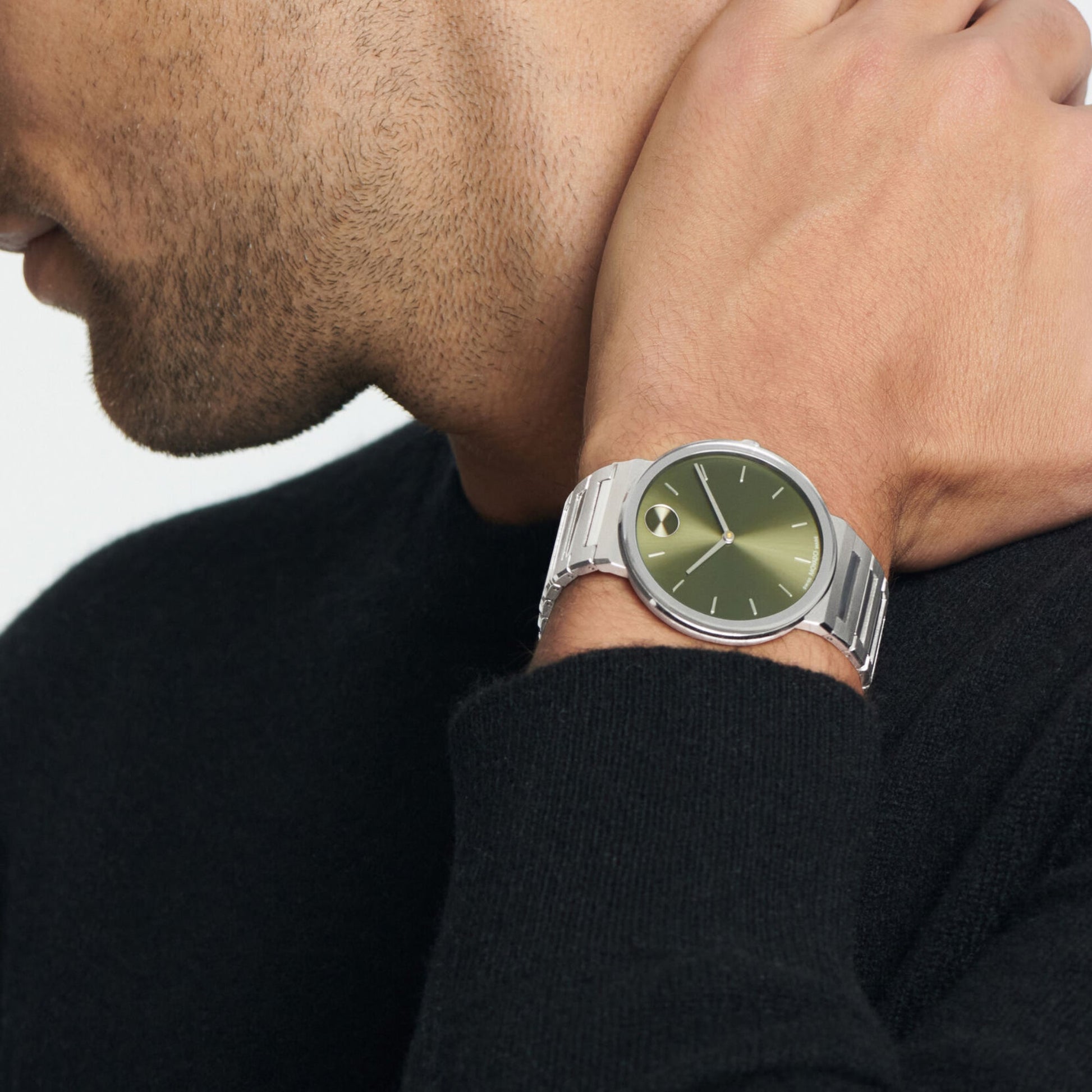 Bold Men Quartz Green Dial Analog Stainless Steel Watch 3601074