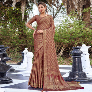 Maroon Woven With Swarovski Work Pure Silk Saree