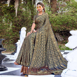 Blue Woven With Swarovski Work Pure Silk Saree