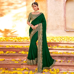 green-solid-with-jaquard-border-vichitra-silk-saree
