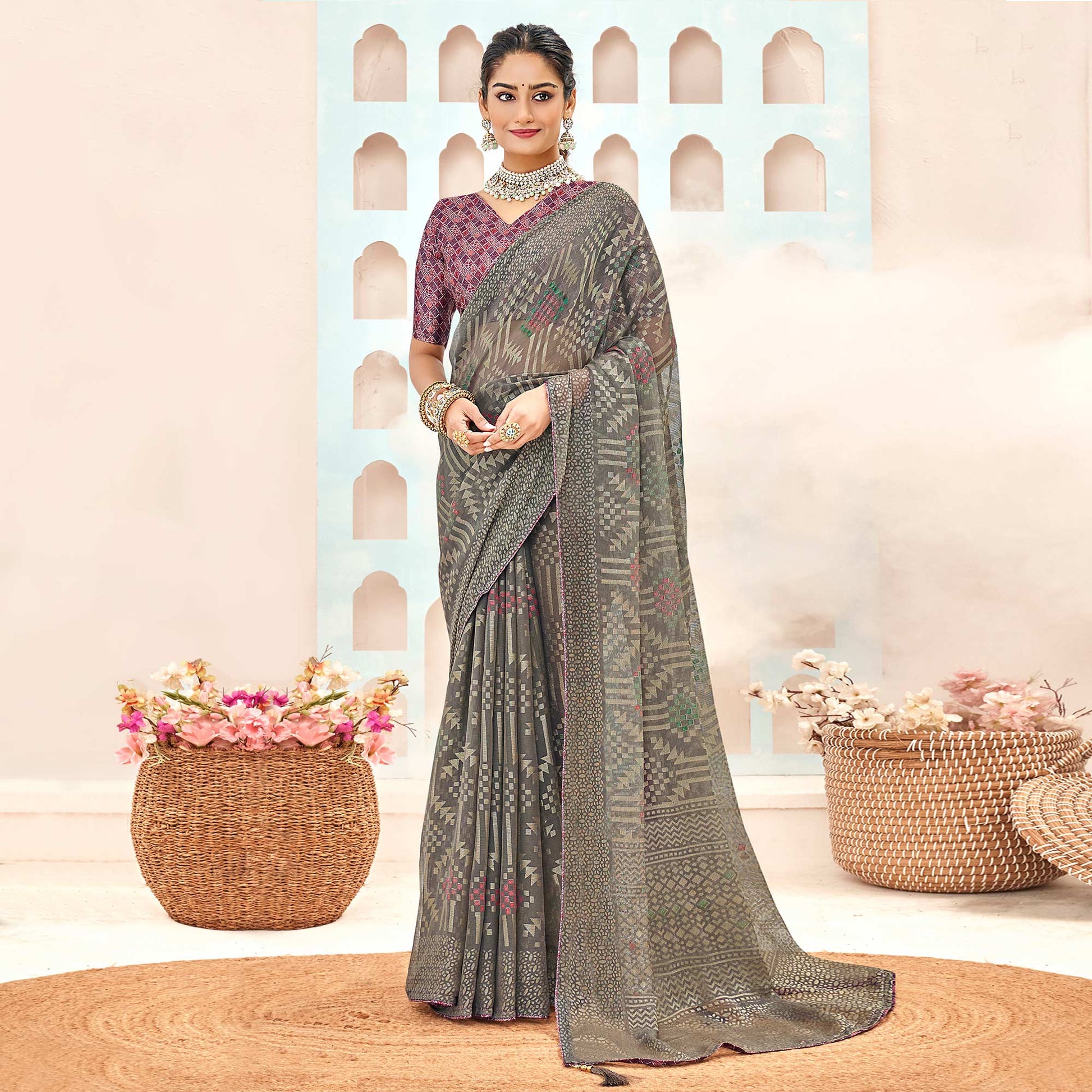 grey-geometric-printed-chiffon-brasso-saree