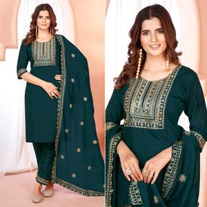 Blue Sequins Embroidered Viscose Salwar Suit