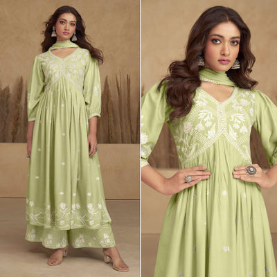 green-lucknowi-embroidered-rayon-alia-cut-suit