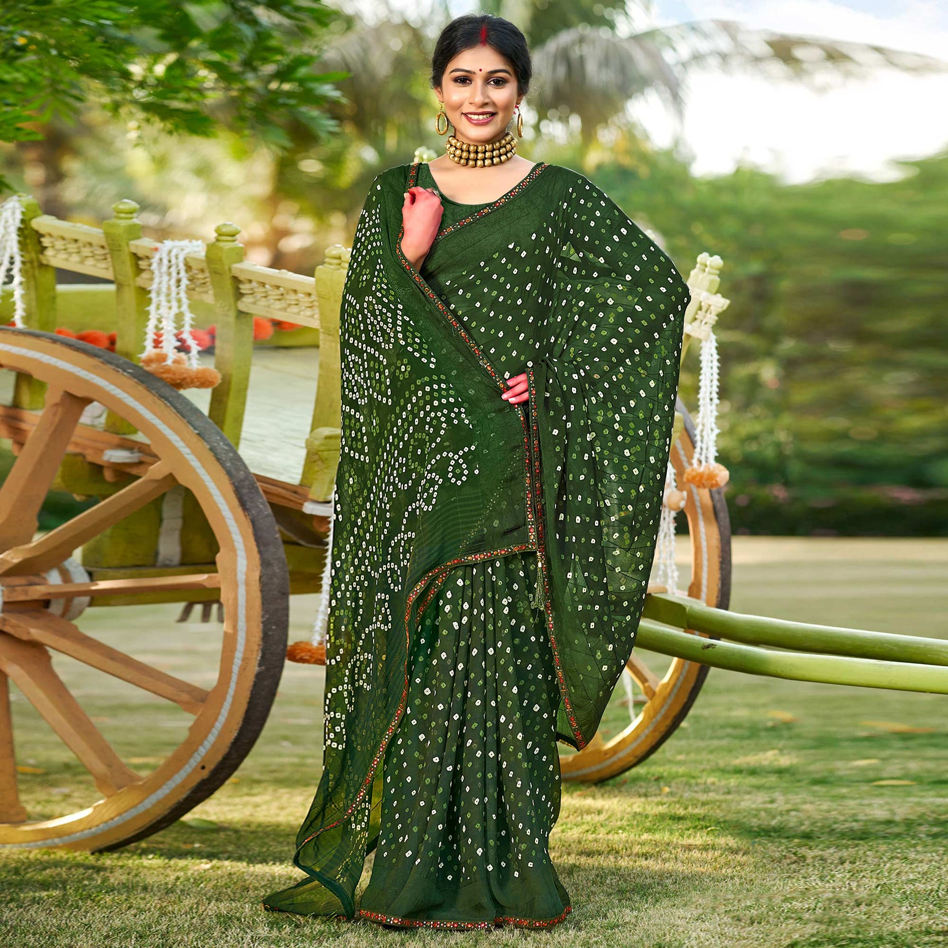 green-bandhani-printed-georgette-saree-3