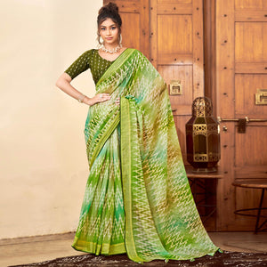 green-ikkat-printed-chiffon-saree