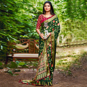 green-floral-woven-dola-silk-saree-with-tassels