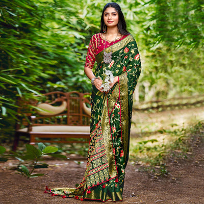 green-floral-woven-dola-silk-saree-with-tassels