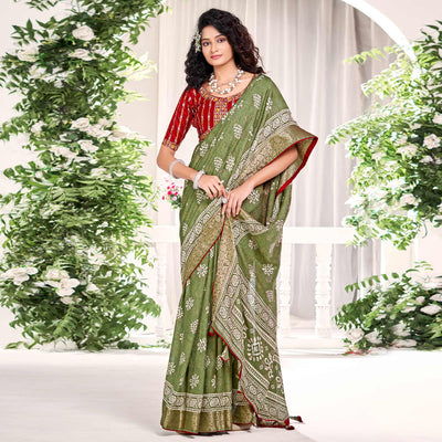 green-floral-printed-dola-silk-saree-8