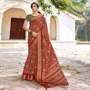 Maroon Patola Printed Art Silk Saree